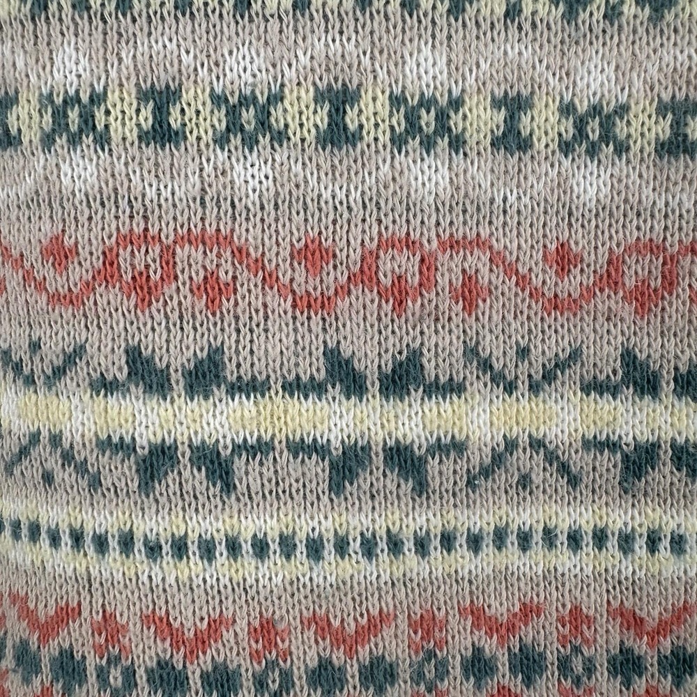 Vtg 90s Weathervane knit‎ polo sweater M beige Fair Isle grandpacore retro - Picture 7 of 12